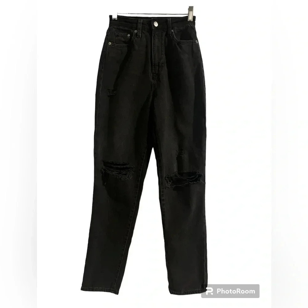 H&M Denim Ultra High Waist Ripped Jeans - Size 2